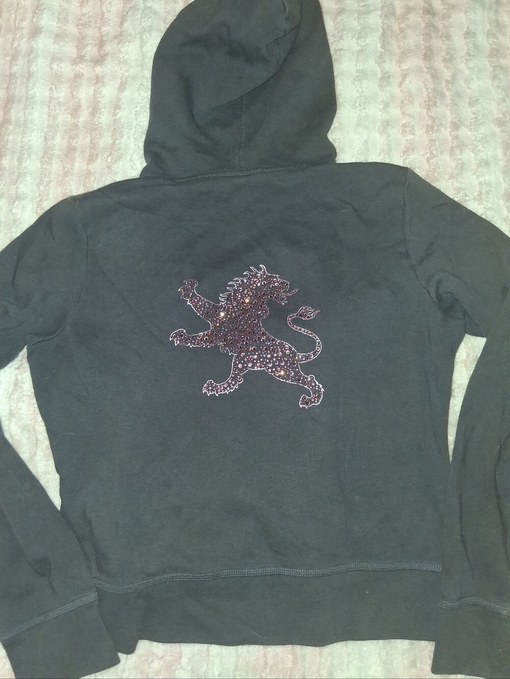 Express Gray Hoodie with Sequin Lion And Crown